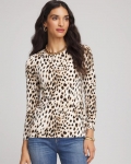 Chicos Animal Print Touch of Cool™ Layering Tee - ENGLISH CREAM
