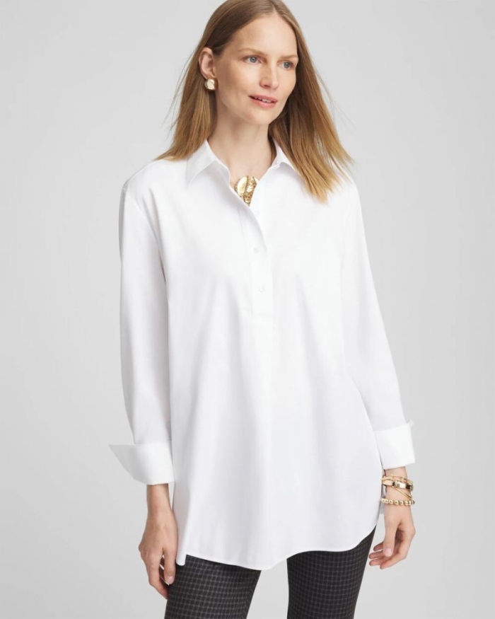 Chicos No Iron Knit Mix Tunic - OPTIC WHITE