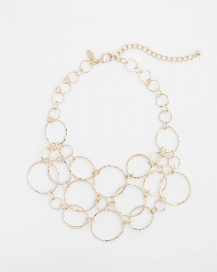 Chicos Short Goldtone Multi-Strand Link Necklace - GOLD