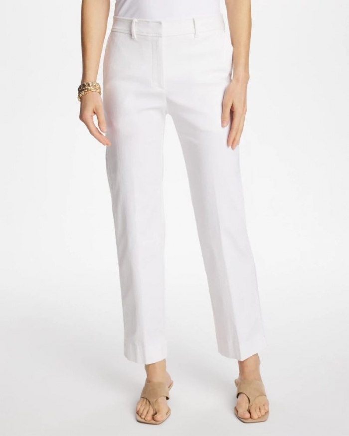Chicos Emme Fly Front Straight Crop Pants - ALABASTER