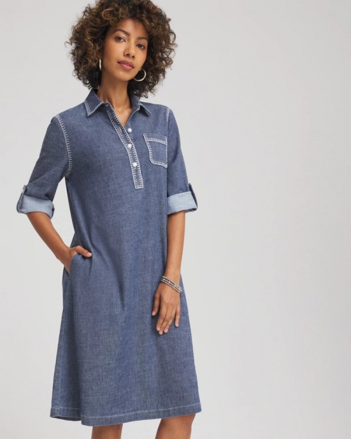Chicos Hemp-Denim Short Dress