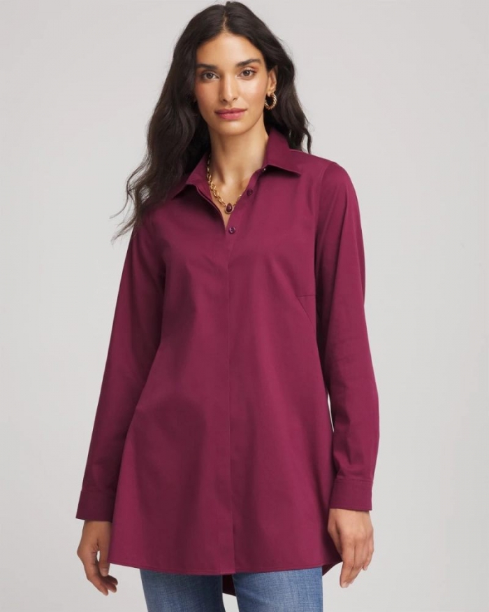 Chicos No Iron Pocketed Tunic - DEEP CHIANTI