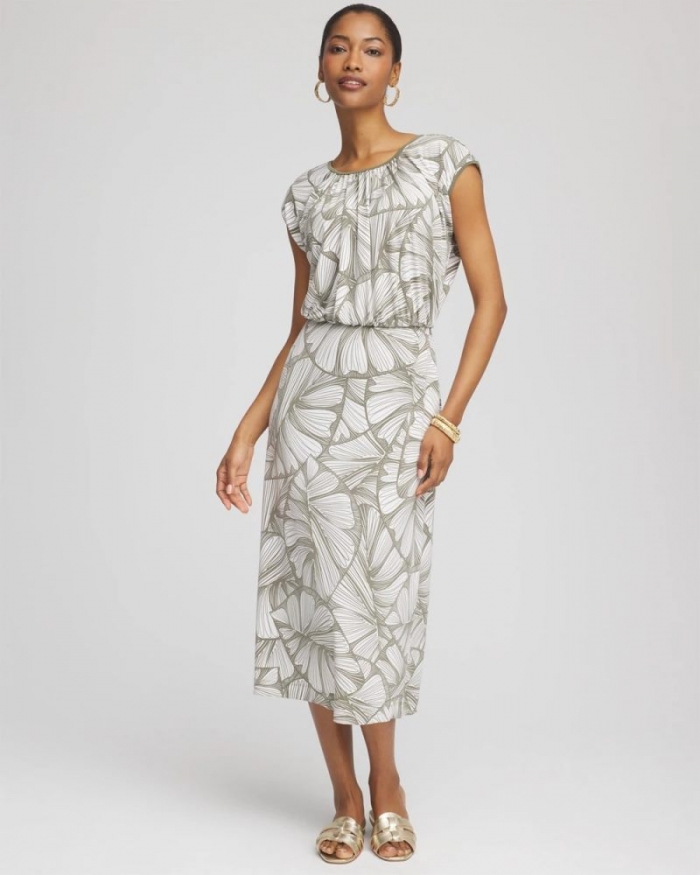 Chicos Travelers™ Knit Jersey Day Dress - DUSTY OLIVE