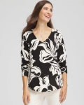 Chicos Ella Printed V-Neck Sweater - BLACK Chicos Ella Printed V-Neck Sweater - BLACK