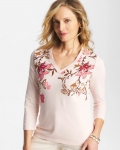 Chicos Stretch-Cotton 3/4 Sleeve Perfect Tee - SIESTA ROSE Chicos Stretch-Cotton 3/4 Sleeve Perfect Tee - SIESTA ROSE