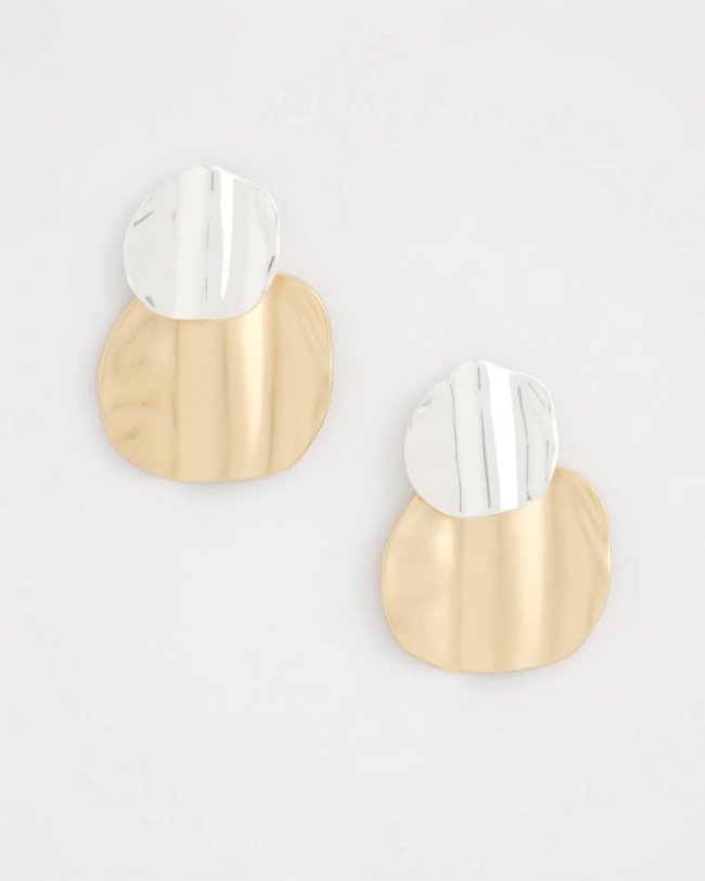 Chicos Crinkle Mixed Metal Earrings - MIXED METALS