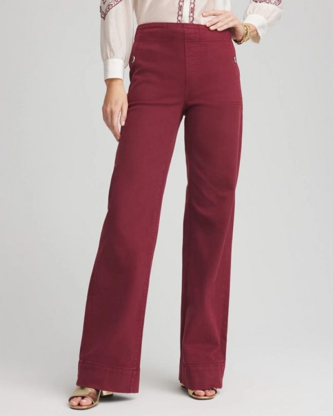 Chicos Pull-On Wide-Leg Jeans - BLACKCURRANT