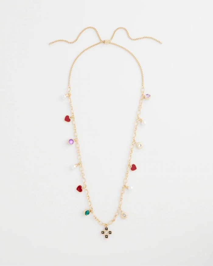 Chicos Adjustable Charm Necklace - MULTI