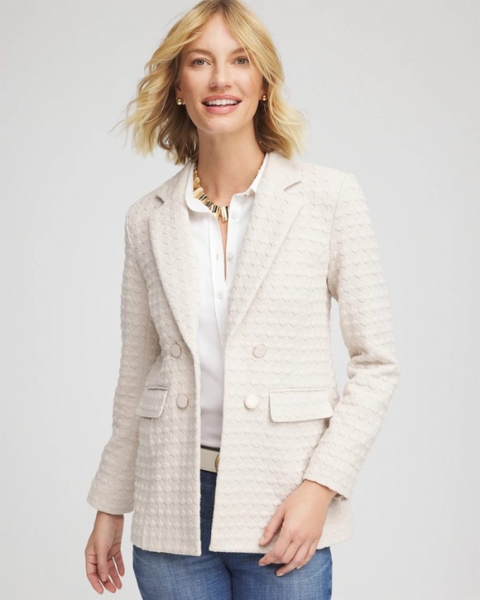Chicos Textured Knit Blazer - SMOKEY TAUPE