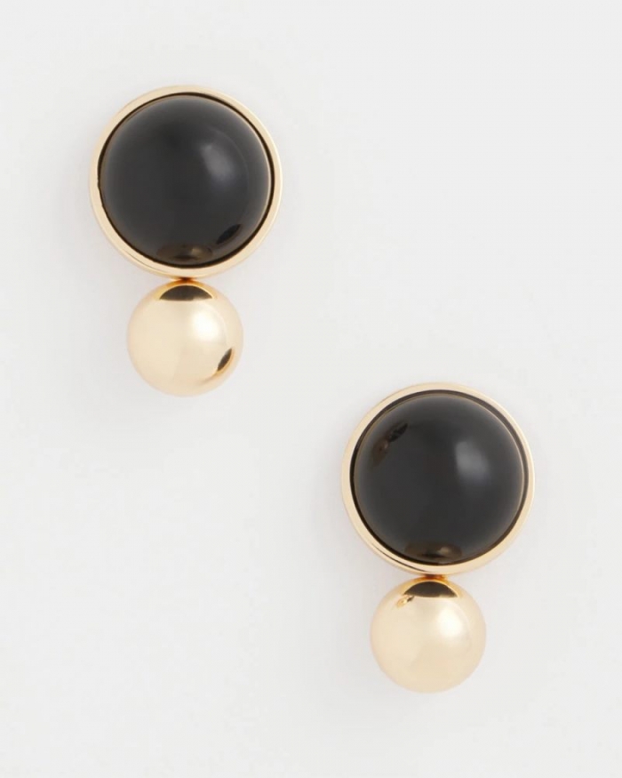 Chicos Black Sphere Drop Earrings - BLACK