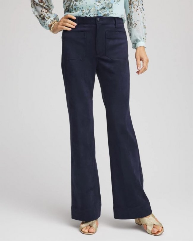 Chicos Faux Suede Bootcut Ankle Pants - PASSPORT BLUE