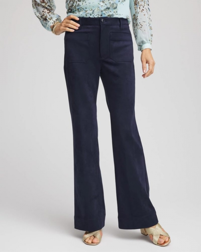 Chicos Faux Suede Bootcut Ankle Pants - PASSPORT BLUE