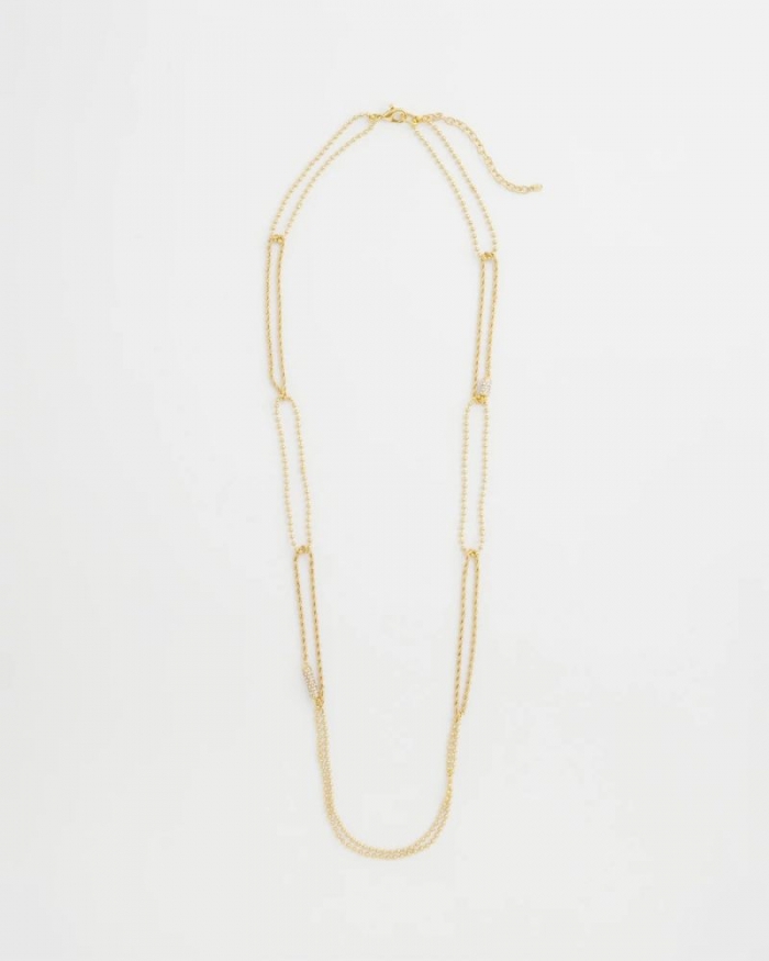 Chicos Long Gold Ball Chain Single Strand - GOLD