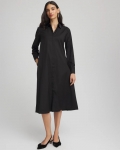 Chicos Sequin Collar Midi Shirtdress - BLACK