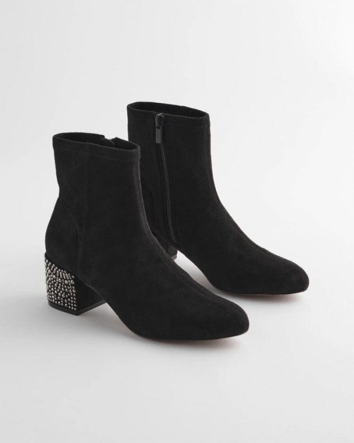 Chicos Embellished Destiny Art Deco Boot Heels - BLACK