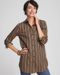 Chicos No Iron Stripe Tunic - CAMEL/BLACK Chicos No Iron Stripe Tunic - CAMEL/BLACK