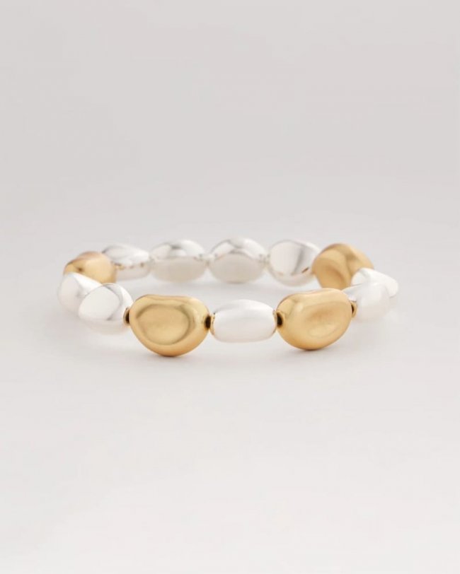 Chicos Gold & Silver Tone Beaded Stretch Bracelet - MIXED METALS