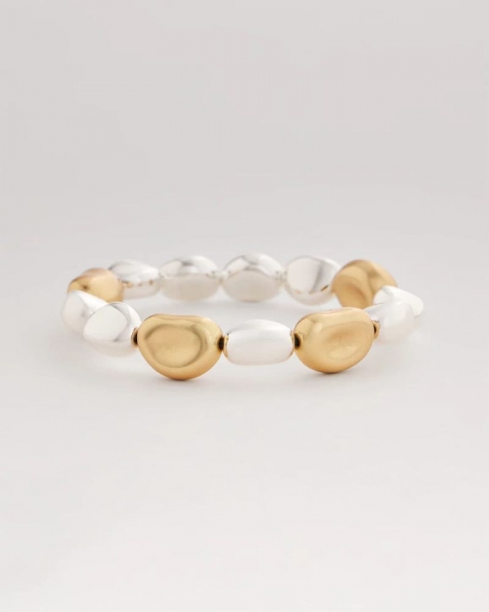 Chicos Gold & Silver Tone Beaded Stretch Bracelet - MIXED METALS