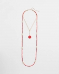 Chicos Convertible Beaded Pendant Necklace - RED