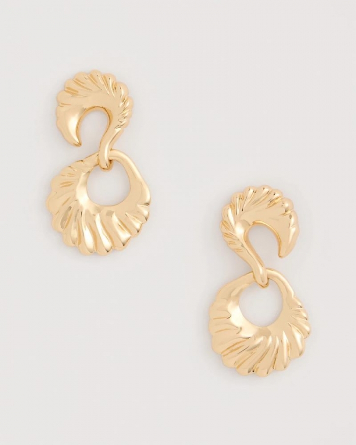 Chicos Golden Doorknocker Earrings - GOLD