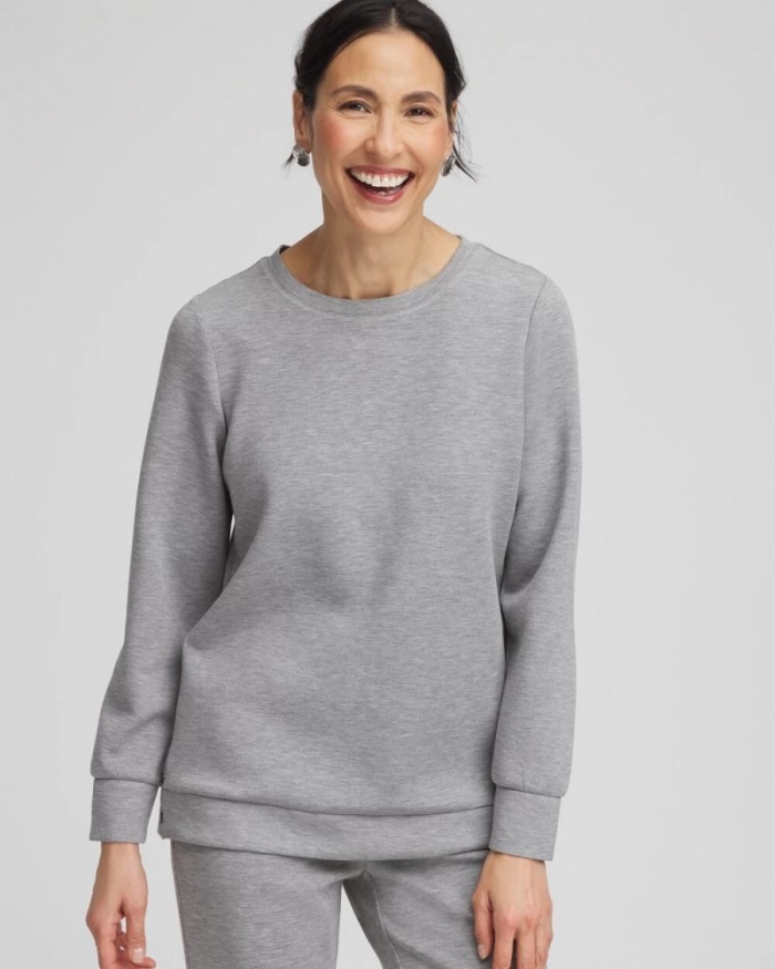 Chicos Zenergy® Snap Hem Top - MOON SHADE GRAY HEATHER