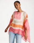 Chicos Printed Poncho - CORAL