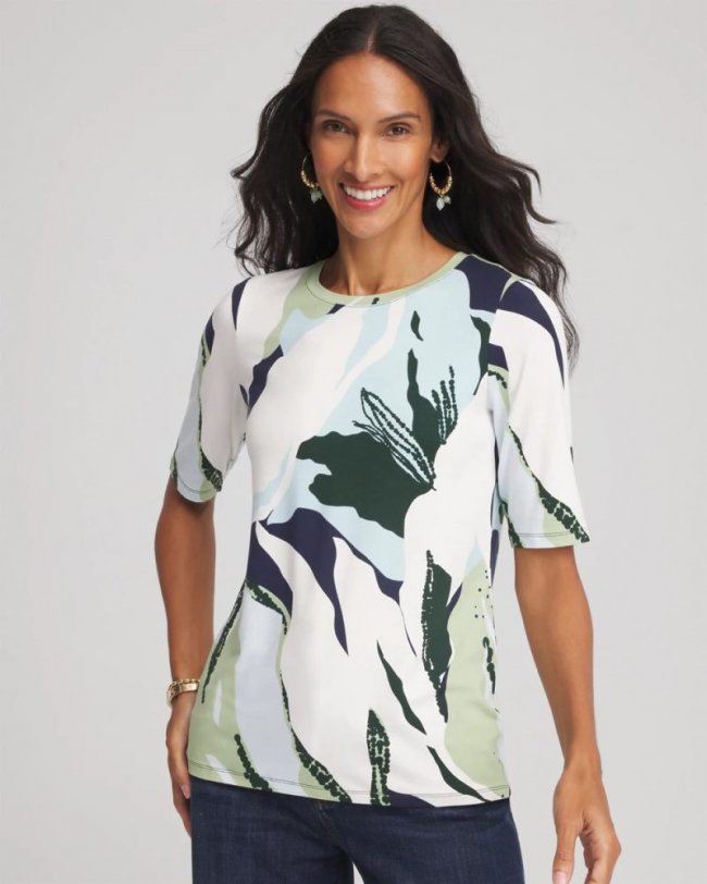 Chicos Touch of Cool™ Elbow-Sleeve Perfect Tee - SAGE MEADOW