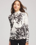 Chicos Ella Houndstooth Mockneck Sweater - ENGLISH CREAM