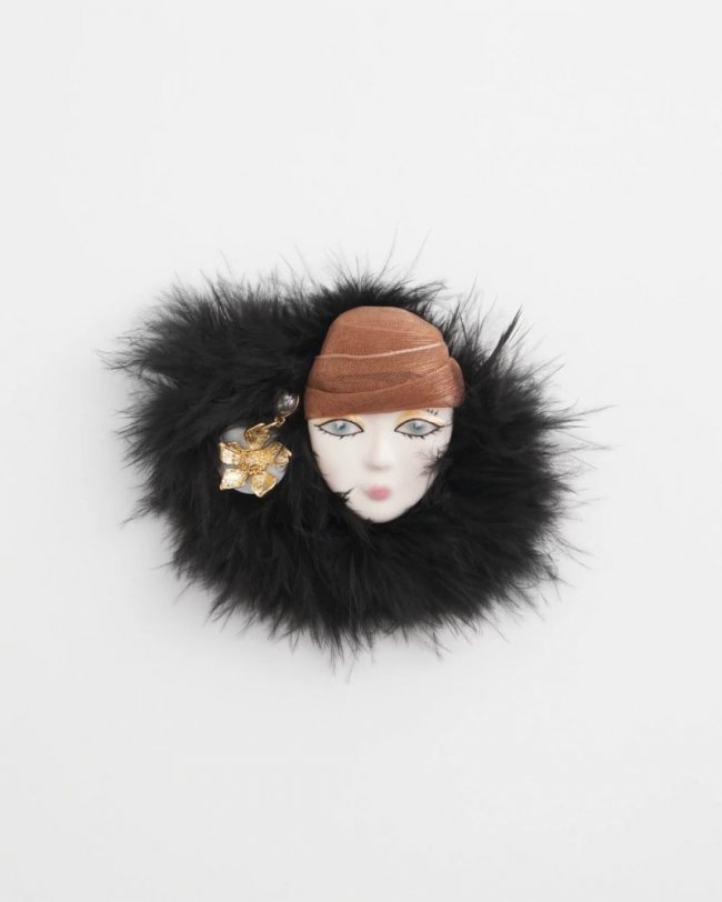 Chicos Feathered Lady Brooch - MULTI