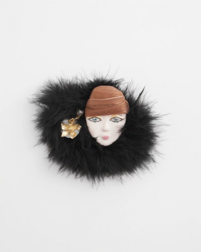 Chicos Feathered Lady Brooch - MULTI