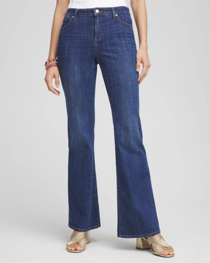 Chicos Girlfriend Flare Jeans - CARINA INDIGO