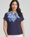 Chicos Zenergy® UPF Knit Applique Dolman Top - PASSPORT BLUE
