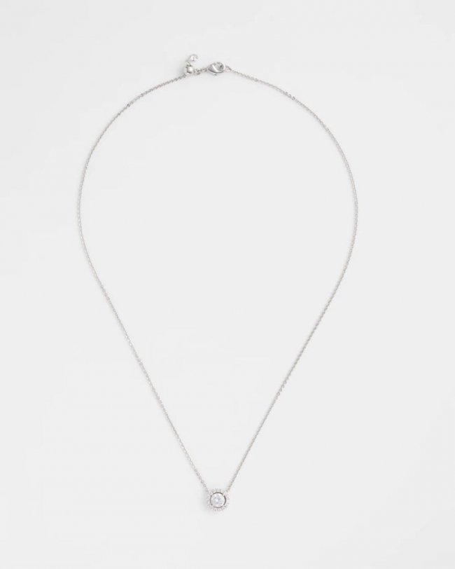 Chicos Silver Tone Drop Stone Necklace - SILVER