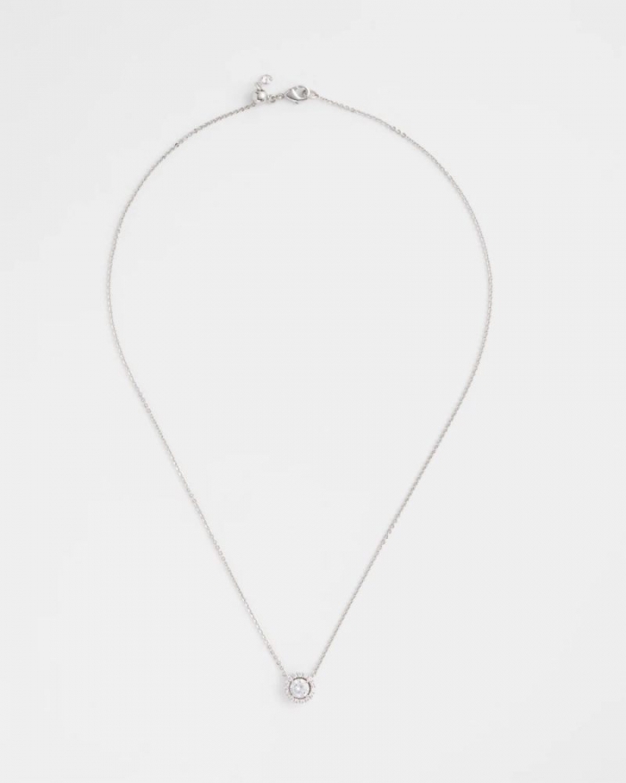 Chicos Silver Tone Drop Stone Necklace - SILVER