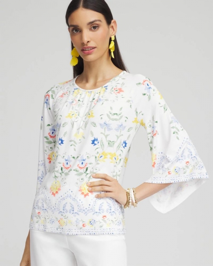 Chicos Touch of Cool™ Angel-Sleeved Blouse - ALABASTER