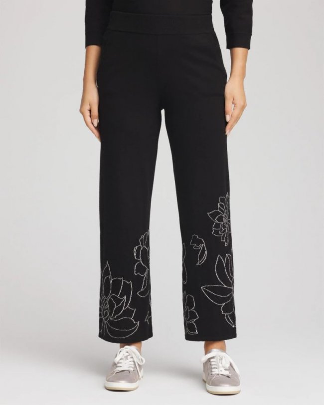 Chicos Zenergy® Luxe Intarsia Pants - BLACK