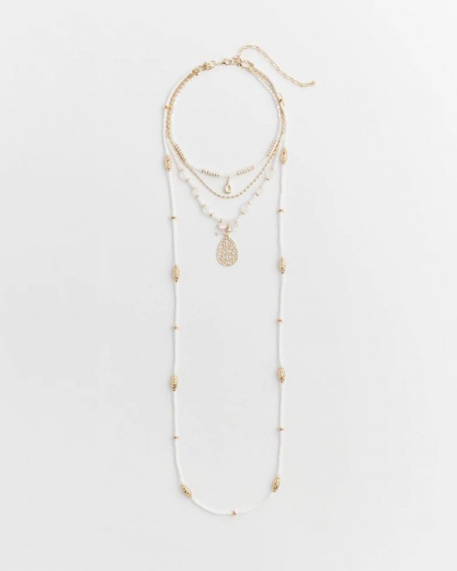 Chicos Convertible Beaded Pendant Necklace - WHITE