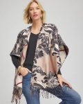 Chicos Reversible Printed Fringe Ruana - CHAMPAGNE FIZZ Chicos Reversible Printed Fringe Ruana - CHAMPAGNE FIZZ