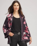 Chicos Short Floral Kimono - BLACK Chicos Short Floral Kimono - BLACK