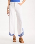 Chicos Girlfriend Wide-Leg Cutout Crop Jean - ALABASTER