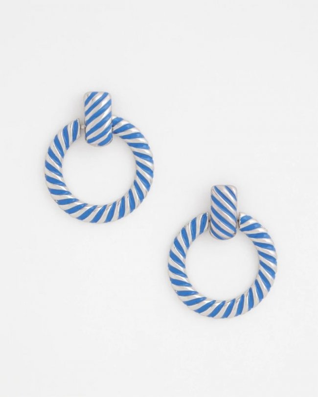 Chicos Blue Twist Drop Hoop Earrings - BLUE