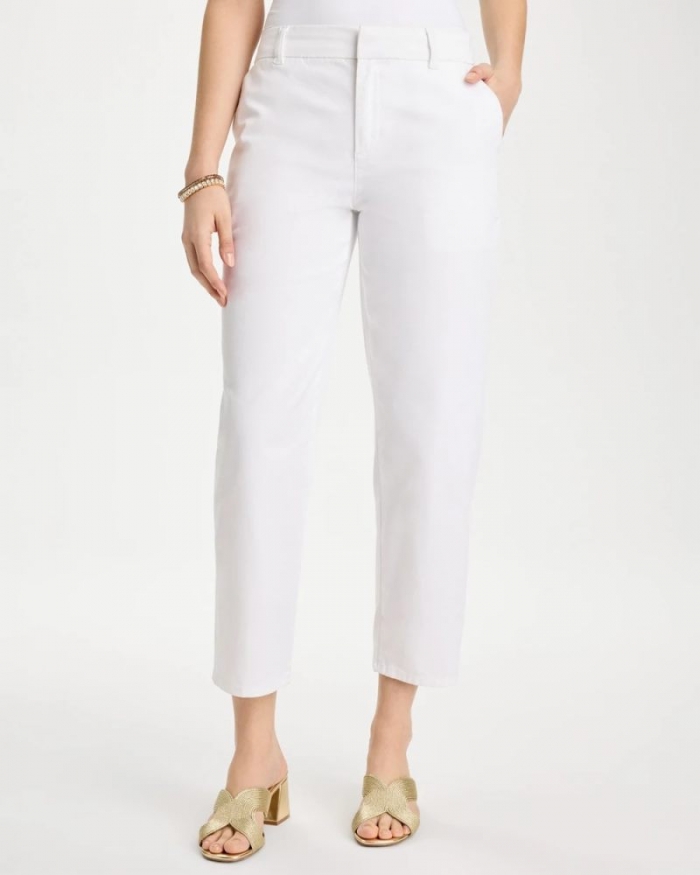 Chicos Relaxed Boyfriend Chino Crop Pants - ALABASTER