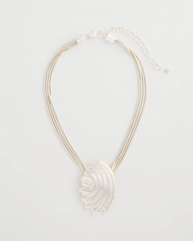 Chicos Silvertone Shell Pendant - SILVER