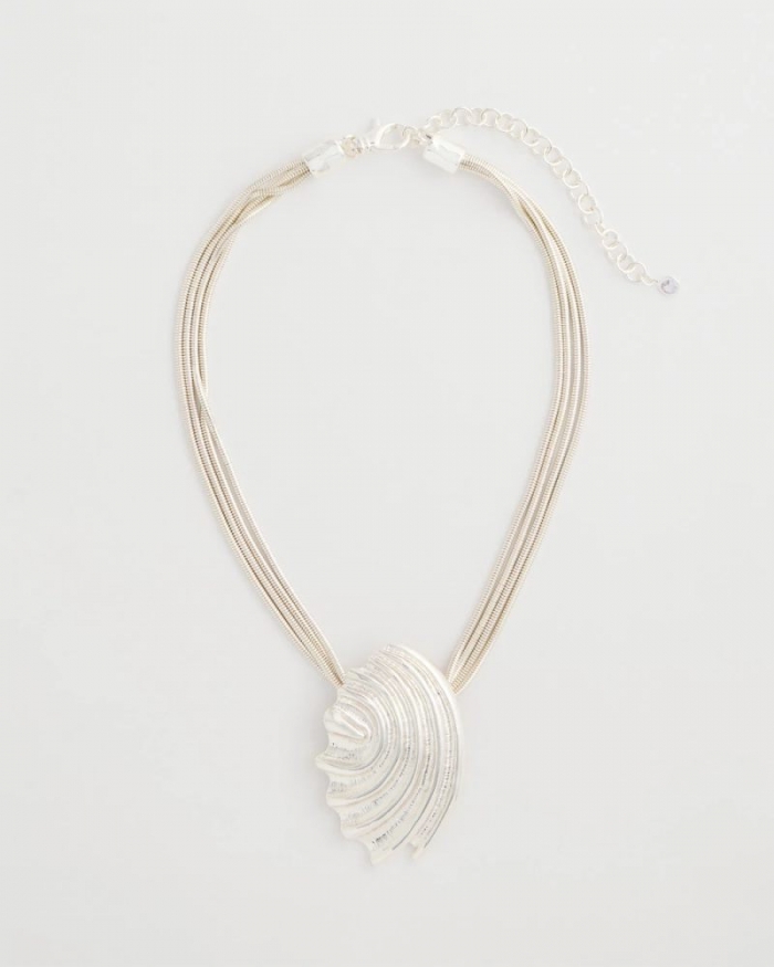 Chicos Silvertone Shell Pendant - SILVER