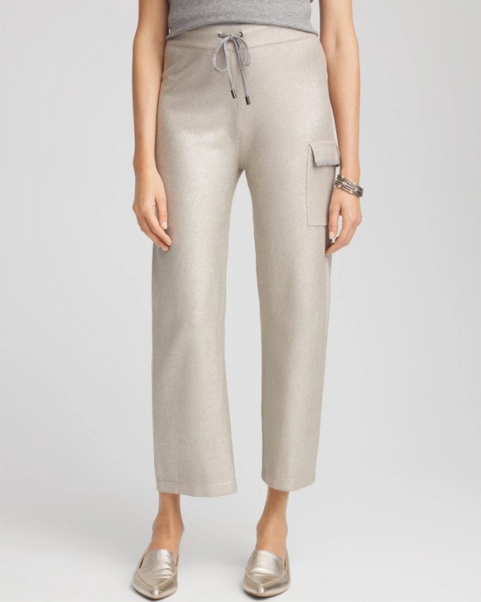 Chicos Zenergy® Luxe Foil Cashmere Blend Cargo Pants - TIBET TAUPE HEATHER