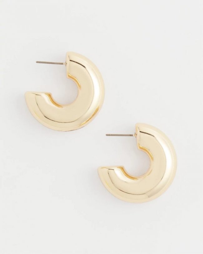 Chicos Gold Puff Hoop Earrings - GOLD