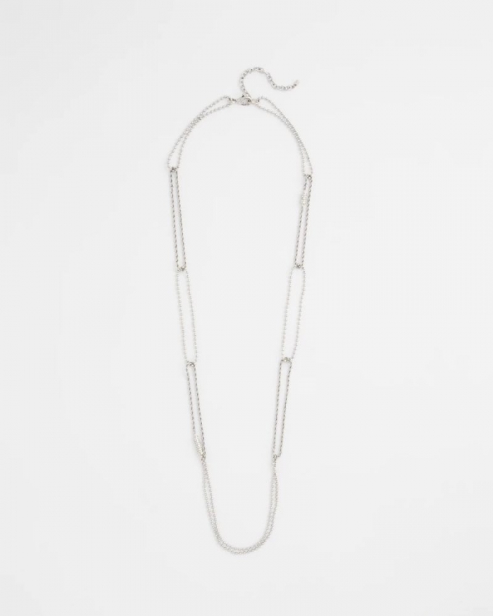 Chicos Long Silver Ball Chain Single Strand - SILVER