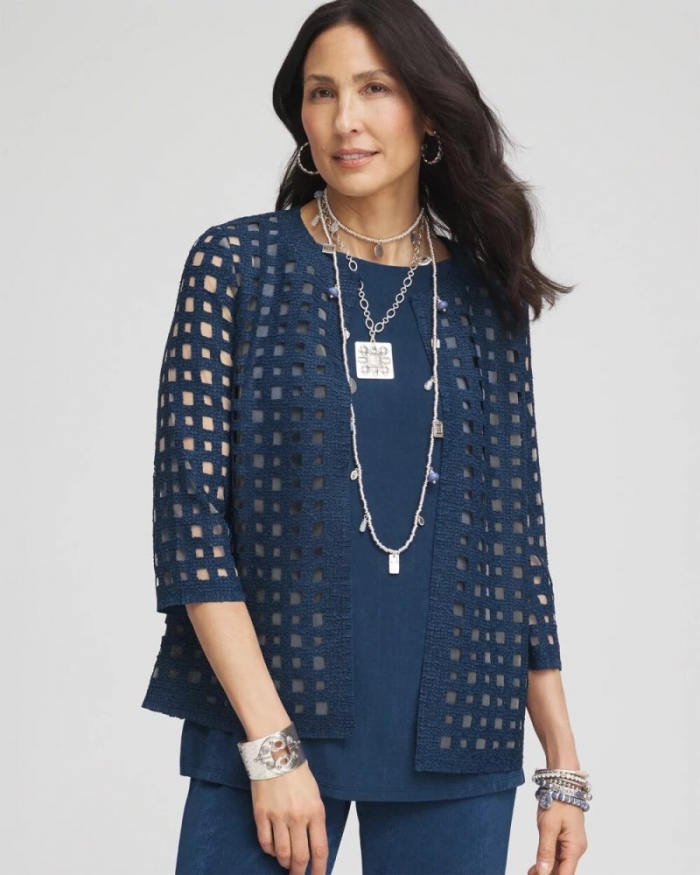 Chicos Travelers™ Collection Cutout Crush Jacket - BLUE CASA