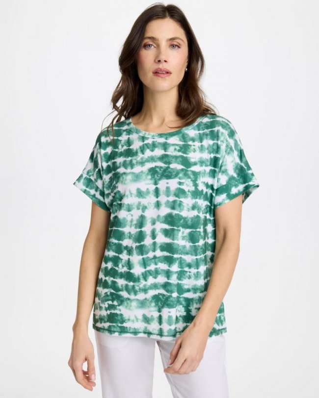Chicos Zenergy® Tie-Dye Scoop-Neck Tee - WATER LILY GREEN