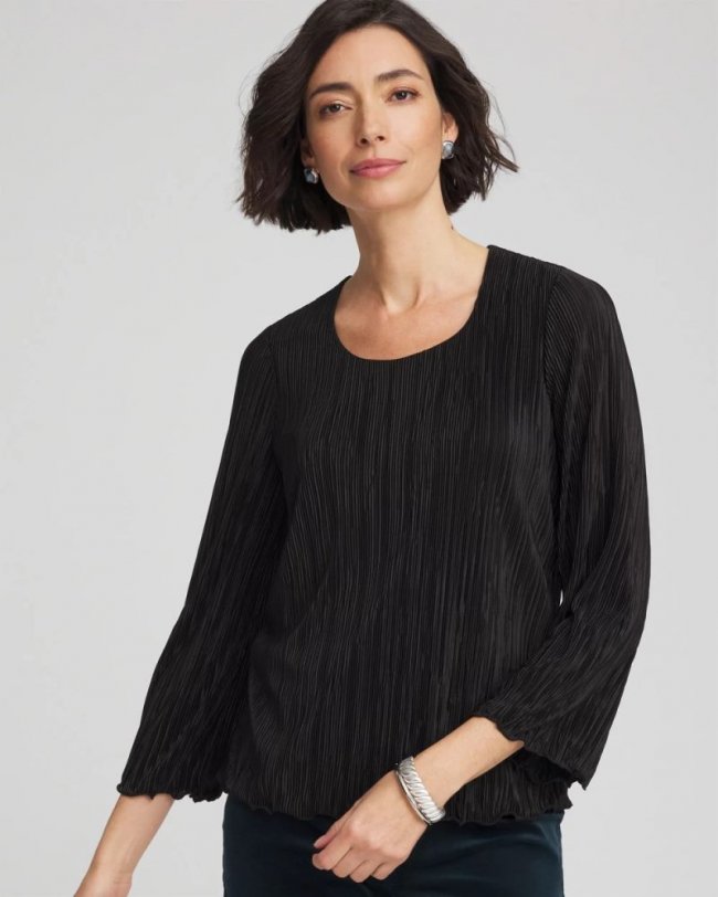 Chicos Bodre Flare Sleeve Top - BLACK